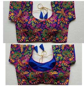 เสื้อเบลาส์ Lehenga ของอินเดีย,เสื้อเบลาส์สั่งงานปักลายผ้าไหมหนา - Product Image 3