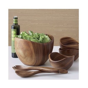 Bol de service en bois au design fabuleux avec cuillères et plateau Vaisselle de qualité supérieure Dates Bol de service en vrac - Product Image 2