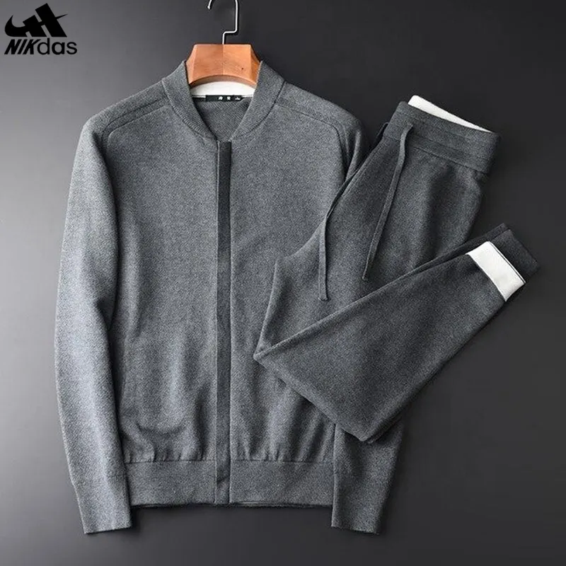 Gray custom sweatsuit/men's striped track suit/tracksuits mens