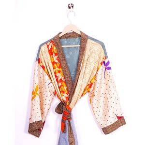 Kimono Vintage para Mujer, Bata de Seda, Vestido Largo para Playa con Características de Ropa de Dormir, Túnica India, Transpirable para Verano, Primavera y Otoño - Product Image 3