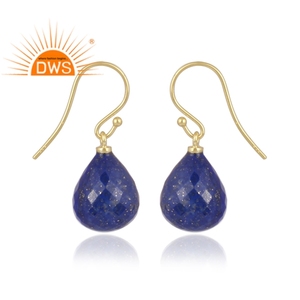 Trendy <b>Top</b> Selling Sterling Silver Gold Plated Drop <b>Earring</b> Lapis Gemstone <b>Earring</b> Supplier Dainty Collection - Product Image 3