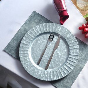 KHAN EXIMPO Plate Placer Silver Galvanized Metal Charger Plates Ruffled Rim Wedding Decor Charger Plate Wholesale - Product Image 2