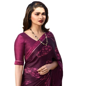 Sexy Silk Sari Georgette Chiffon Fabric Indian Women Party Wear Wedding Lace Border Stone Work Modern Design Wholesale Saree - Product Image 4