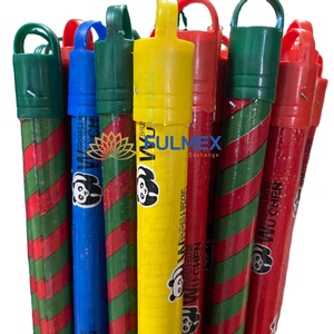 Wholesale Vietnam flower colorful coated wooden broom stick 120cm length colored PVC pipe, manufacturer plastic mop stick handle