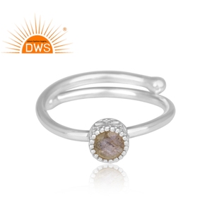 925 Sterling Silver Handmade Round Cut Natural <b>Labradorite</b> Gemstone Woman's Gift's <b>Rings</b> Jewelry Supplier - Product Image 2