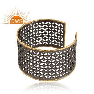 CZ Set Bangle Designer Rhodium Plated 925 <b>Silver</b> Statement Wide <b>Cuff</b> Bangle Manufacturer Jewelry Classic Collection - Product Image 3