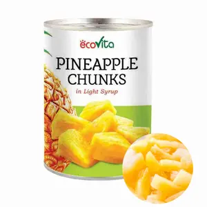 SPECIAL OFFER ISO HACCP Premium Quality Vietnam ECOVITA Canned Pineapple Pieces/Chunks/Tidbits In Light Syrup 580ml