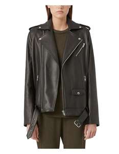 Veste en cuir grande taille pour femmes Blouson bombardier en similicuir et cuir véritable coupe ajustée vêtements d'extérieur à la mode finis à rayures - Product Image 4