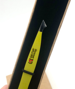 Nouveau Design professionnel avec poudre de poire en acier inoxydable pince à épiler d'extension de sourcil Logo personnalisé Instrument de beauté à pointe argentée - Product Image 3