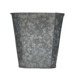 Vaso de flores galvanizado em forma clássica, pote de flores galvanizado com ferro de metal, para áreas externas