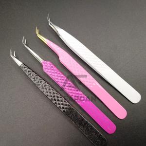 Pince à épiler pour extension de cils personnalisée Private Label Volume à angle de 45 degrés Pince à cils pointue en acier inoxydable massif à poignée diamantée - Product Image 6