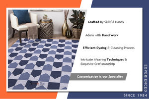 Fabricant indien Kilim Design's Modern 100% Laine Coton Kilim Tapis brodés Lavables pour la cuisine de bureau - Product Image 2