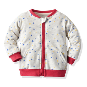 Baby Girls Cotton Tracksuit Set With Star Print Zipper Jacket And Red Joggers Casual Spring Outfit For Infants - Product Image 2