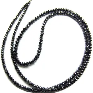 2mm natürlicher schwarzer Diamant stein facettierte Rondelle Großhandel Edelstein perlen Stränge für die Schmuck herstellung vom Lieferanten