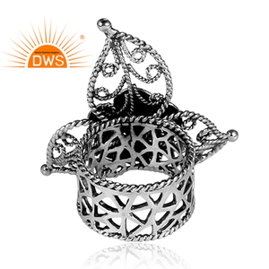 ดอกไม้รูปปูชุดสีขาวเพทายพลอยผู้หญิงวงแหวนเครื่องประดับเงินสเตอร์ลิง925ค๊อกเทลเครื่องประดับผู้ค้าส่ง - Product Image 4