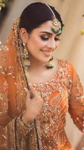 ELEGANT---BEAUTIFUL--BRIDAL--KURTA--WITH--LEHENGA-ชุด-ด้วย --- ประดับด้วยลูกปัดแก้วคริสตัลงานหินสำหรับงานแต่งงาน = 2021 -- - Product Image 3