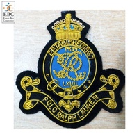 Parche de insignia de lujo 3D personalizado para chaqueta, bordado a mano con hilo de oro cosido, de tela de fieltro ecológica, sin níquel, OEM