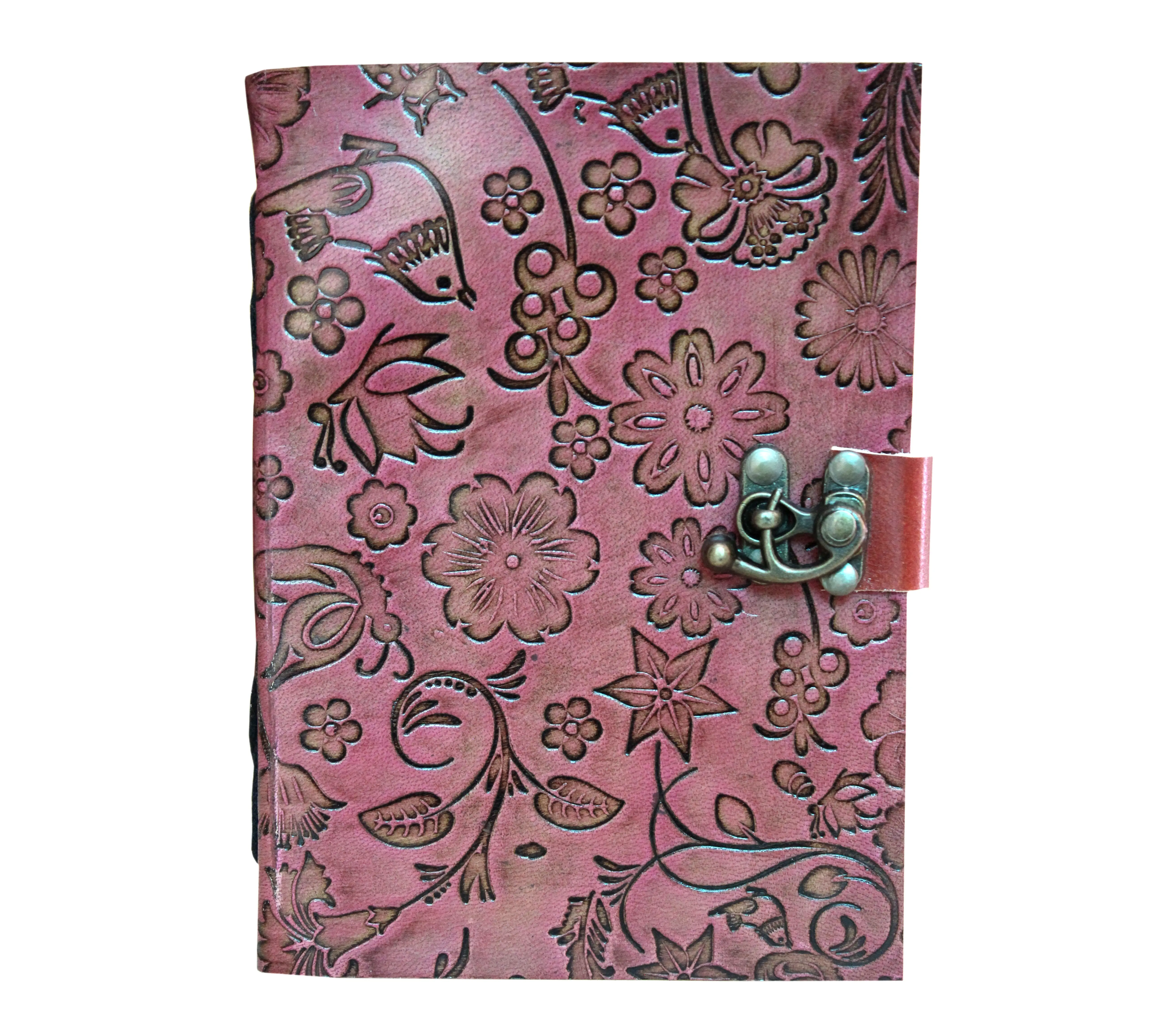 Journal en cuir à motif Floral gaufré de bonne qualité avec serrure en métal carnet de croquis fait à la main pour étudiant