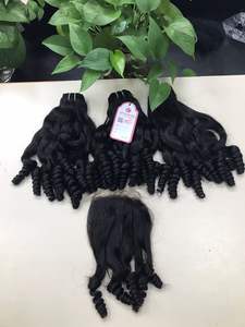 Perruque lace frontal wig Remy bouclée à Double trame Machine, pièces, perruque frontale avec closure, extensions de cheveux naturels Remy, haute qualité, prix vente en gros - Product Image 2