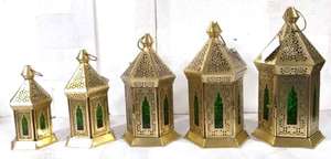 Moroccan Hexagonal Decorative Lantern Candle Holder Antique Gold Wedding Metal Lantern - Product Image 3