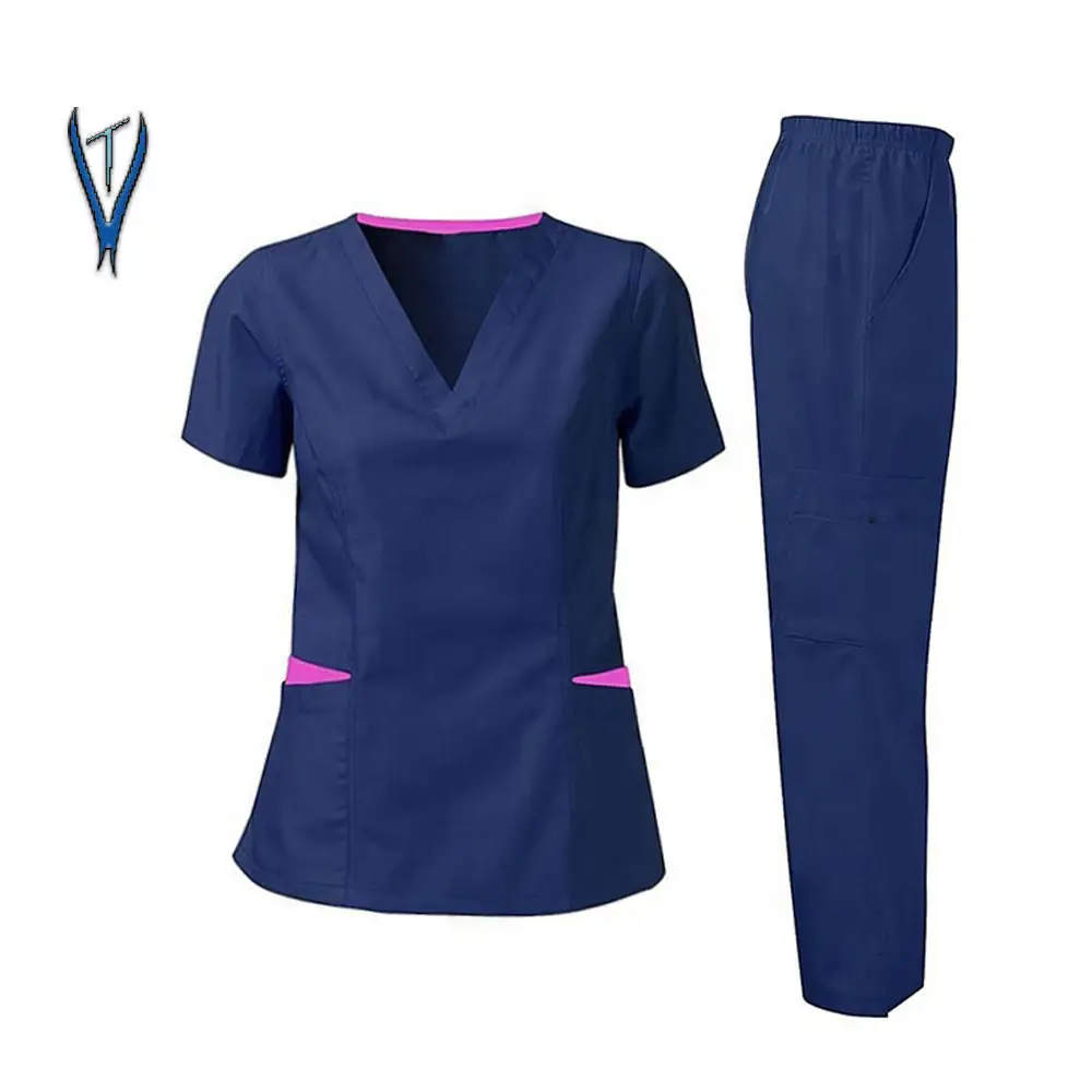 Latest Design Women's Stylish Medical Scrubs Nursing Uniform Women Medical Nursing Scrubs Uniforms Sets