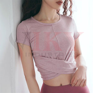 2020 haute qualité design personnalisé blanc sweats fitness femmes crop top gym t-shirts - Product Image 4