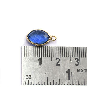 จี้เงินทรงมาร์ควิสประดับอิโอไลต์ควอตซ์ ขนาด 15 ถึง 17 มม. พร้อมห่วงชุบทอง - Product Image 2