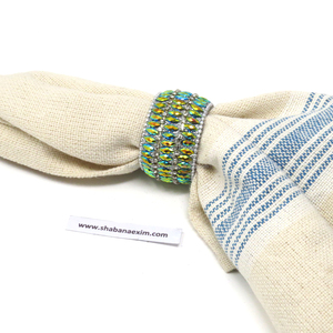 Rond de serviette vert naturel, anneaux de serviette, anneau de serviette à paillettes Lac - Product Image 2