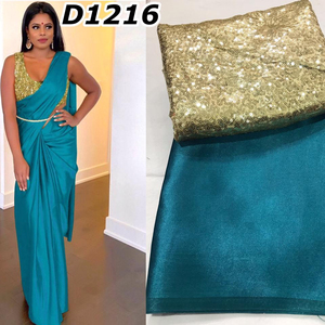 Look le plus attrayant tenue de soirée saree en satin de soie avec contras chemisier pièce femmes indiennes portent sari bas prix en gros surat alphanumero - Product Image 2