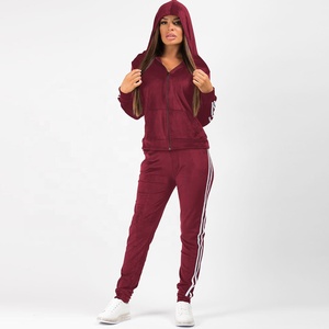 Survêtement pour femmes, sweat-shirt à capuche à fermeture éclair à manches longues, pantalon de jogging, tenue de sport, yoga, gym, polyester/coton - Product Image 1