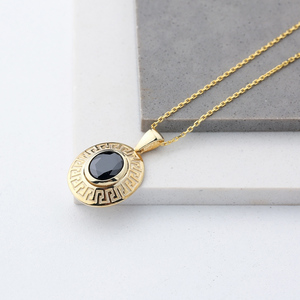 Adorno geométrico ovalado de ónix para mujer, colgante turco, joyería de plata de ley 925 en línea - Product Image 4