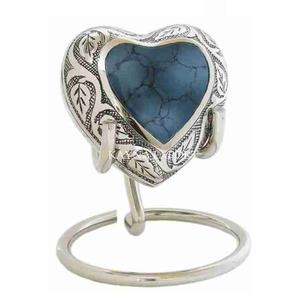 Hermosa urna de cremación de estilo americano, artesanía, corazón, níquel brillante, suministros funerarios grabados para las cenizas de un ser querido - Product Image 2