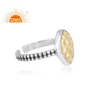 Anillo de Latón Chapado en Oro Amarillo con Textura Artesanal y Plata 925 Oxidada Estilo Antiguo, Colección Clásica - Product Image 3