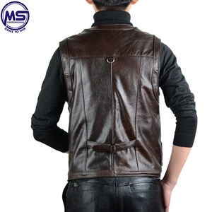 Best Selling <b>Men</b> PU Leather in Different Style for <b>Men</b> Solid Color for <b>Men</b> Leather <b>Vest</b> - Product Image 3
