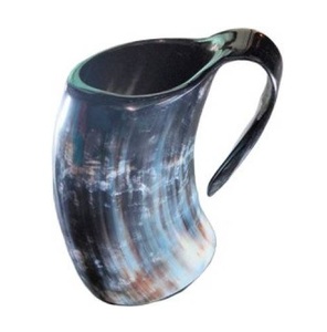 Designers Buffalo Horn Polished <b>Large</b> Size Horn <b>Mug</b> with Long Handle <b>Mug</b> Drink Ware Horn Product - Product Image 1