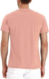 Camiseta de Algodón para Hombre, Corte Ajustado, Cuello Redondo, Manga Corta, Color Sólido, Dorado y Blanco, Informal, Tejido de Punto, Transpirable - Product Image 3