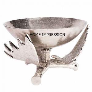 Ensaladera grande de aluminio crudo de lujo con base de asta, tazón alto de pie, soporte de esquina de pared, tazón para decoración de flores y jarrones - Product Image 3