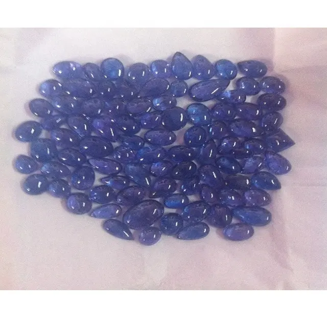 Bantal Tanzanite biru Cabochon polesan buatan tangan ukuran bebas besar alami Tanzanite perhiasan membuat batu mulia biru Tanzanite
