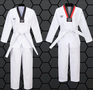 Uniforme de entrenamiento para artes marciales, uniforme de Taekwondo y Karate con logotipo personalizado, 100% algodón - Product Image 3