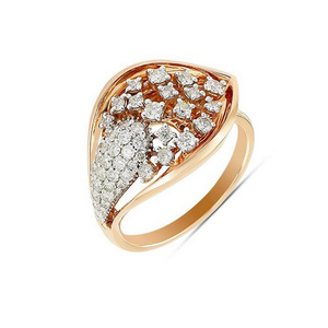 Bague de fiançailles en or rose 14 carats avec diamant rond véritable pour femme, cadeau de luxe pour anniversaire de mariage, bijoux fins, élégante pour mariée - Product Image 1