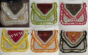 Handmade Bohemian Banjara <b>Clutch</b> Purse Fashion Style Patchwork Design Beaded Mirror Embroidery <b>Pearl</b> Sequined Cover Closure - Product Image 5