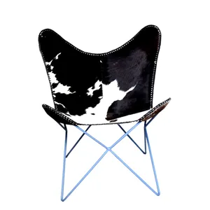 Modern Comfortable Designer All Metal Frame Genuine Leather Butterfly Chairs For Garden