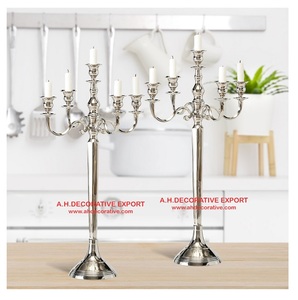 Candelabro de piso de aluminio plateado hecho a mano, decoración cuadrada para bodas y hogares, artesanía de Metal hecha a mano - Product Image 2