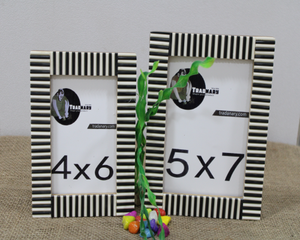 Ensemble de deux cadres photo en corne de buffle naturelle et os de forme rectangulaire pour la décoration de la maison et du bureau de Sambhal - Product Image 1