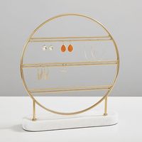 Présentoir à bijoux moderne en fer à 4 niveaux, organisateur de bureau, or rose, pour magasin de détail, collection élégante, logo personnalisé, OEM