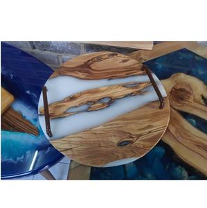 Plateau de service unique de grande taille en résine époxy colorée, combinaison bois de manguier et résine époxy, plateau de service pour la maison - Product Image 5