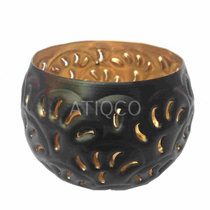 Décorations de mariage votives en fer rond de feu d'or noir de haute qualité avec de beaux supports de T-Light - Product Image 5
