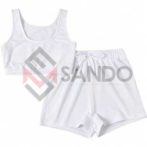 Conjunto de 2 piezas de ropa deportiva para mujer, set de Top corto y pantalones cortos transpirables de secado rápido para gimnasio, venta al mejor precio - Product Image 2