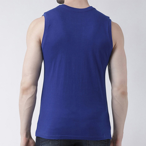เสื้อแขนกุดผู้ชาย,เสื้อออกกำลังกายผ้าคอตตอน100% สีฟ้าไร้แขน - Product Image 2