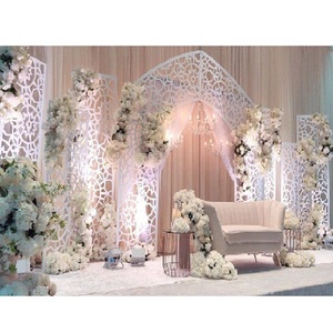 Modern Contemporary Professional <b>Wedding</b> Reception Stage <b>Frames</b> Lightweight FRP Material Customizable Size Elegant White Theme - Product Image 1